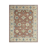 2' 6''x9'  Brown Beige Sage Color Hand Knotted Indo Oushak  100% Wool Traditional Oriental Area Rug